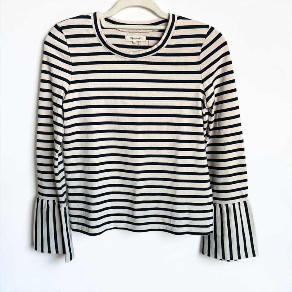 Madewell Long Sleeve Flounce Cuff Crew Neck Top